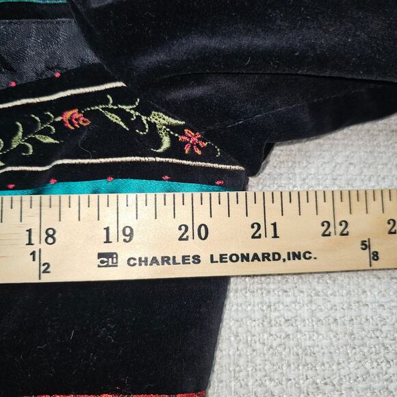 Suzanne Bristol Black Velvet Colorful Patchwork Jacket Size 14 Zip Up - Picture 8 of 11